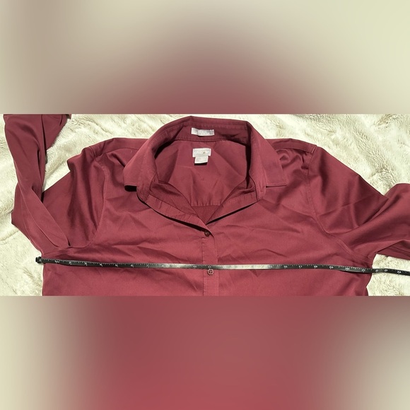 Chico's Maroon Red No Iron Stretch Button-Down Shirt - Picture 10 of 15